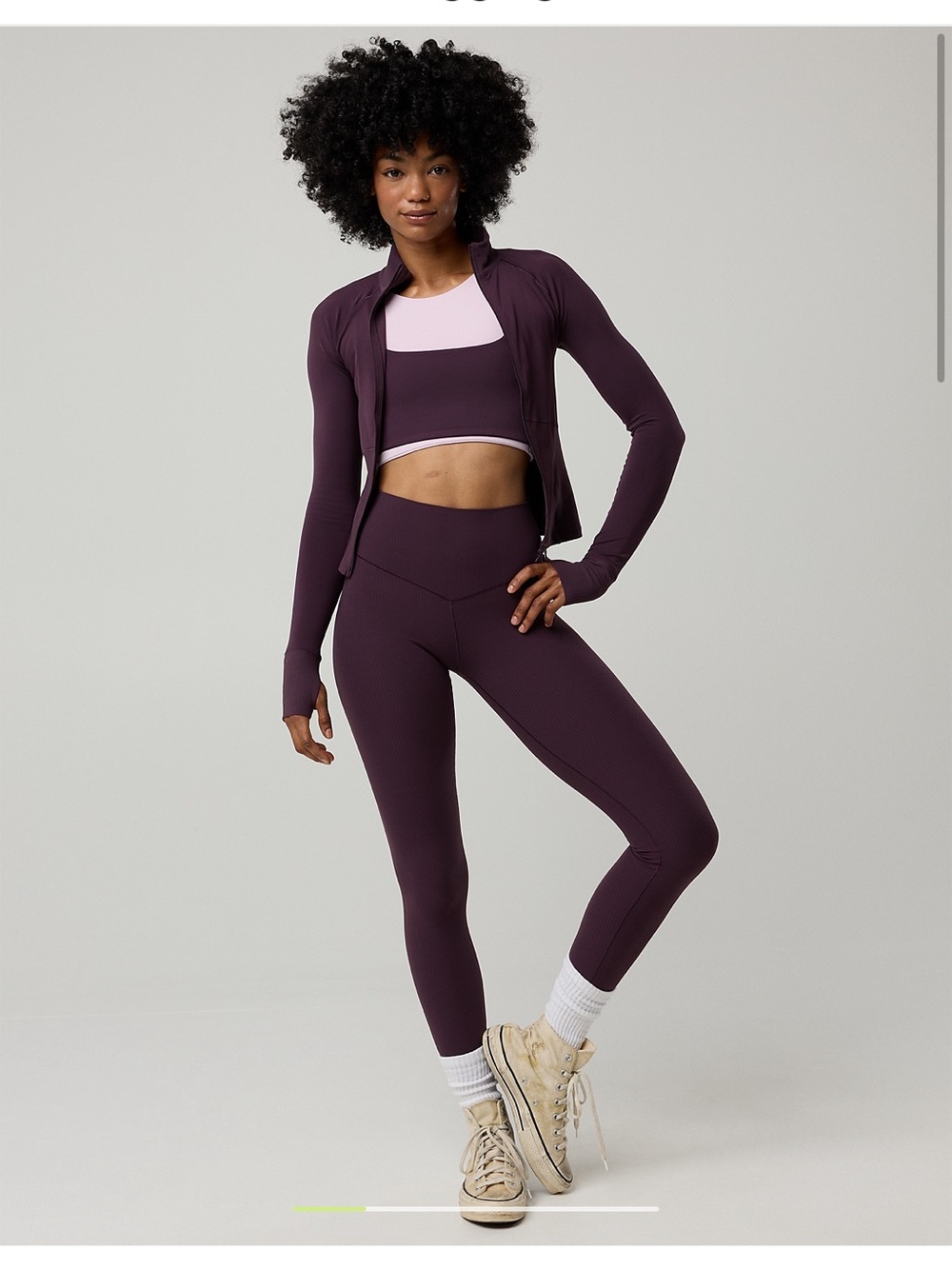aerie Plum Ribbed High-Waist Active Leggings